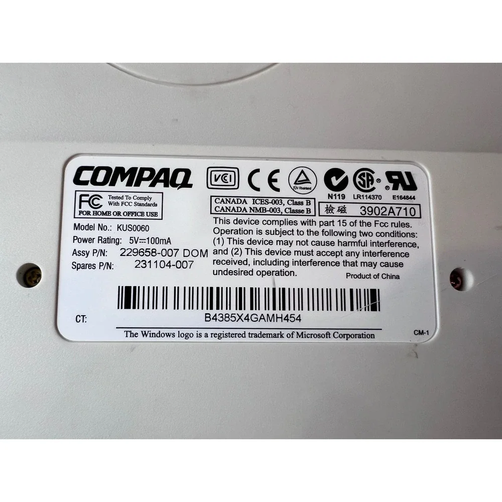 Compaq KUS0060 Multimedia Keyboard with Smart Card Terminal PS2 Vintage Beige